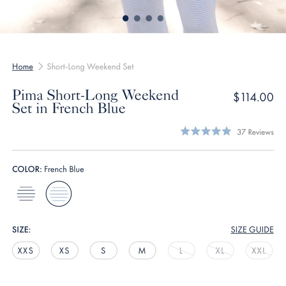 NWT Lake Pajamas short-long weekend set S (french blue) - Picture 3 of 6